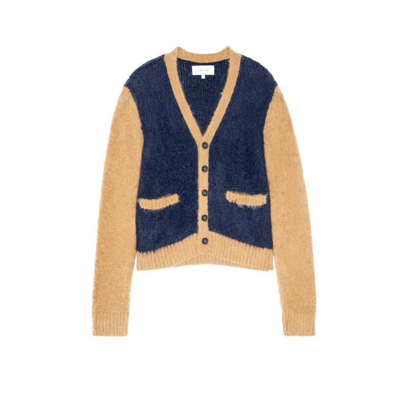 The Wellington Cardigan - Navy and Tan