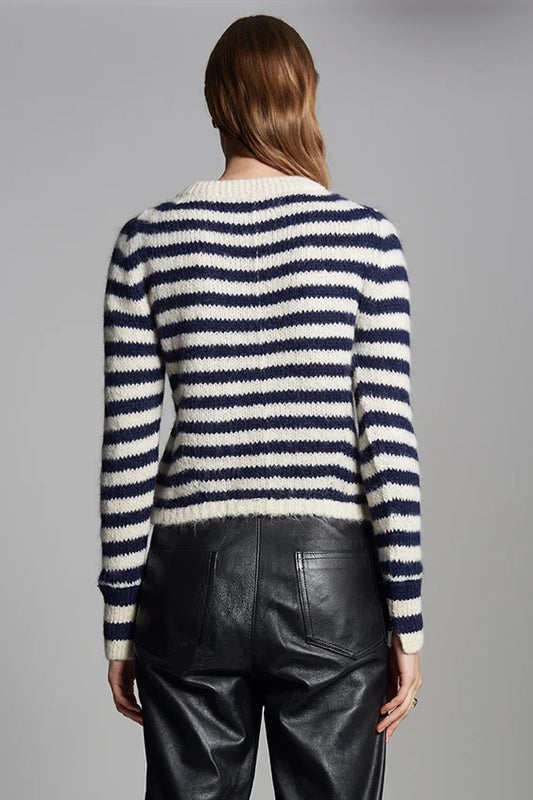 Ava Stripe Sweater - Ivory/Navy