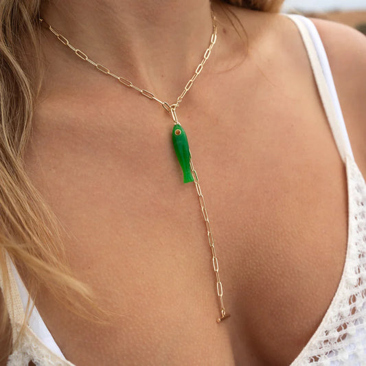 Fortuna Green Jade Fish Charm