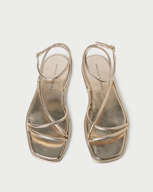 Noor Champagne Leather Flat Sandal