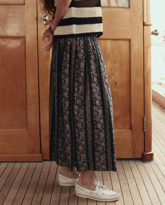 The Canary Skirt - Black & Cream Token Floral