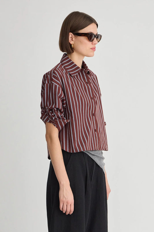 Cropped Isolde Top - Spice Multi Stripe