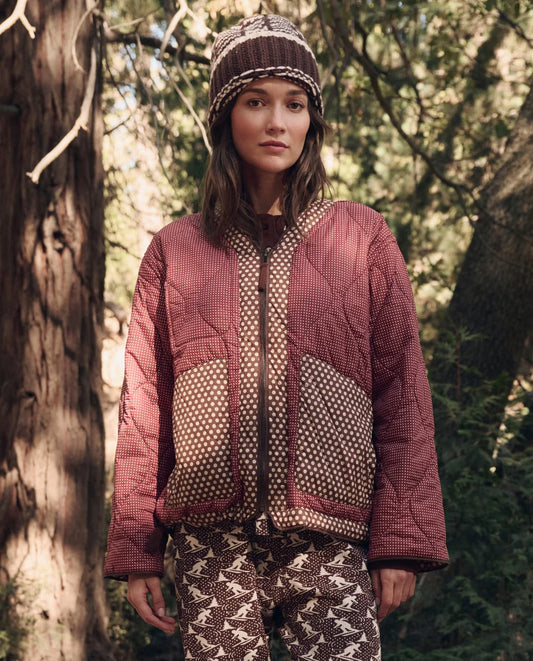 The Creek Zip Liner - Chocolate & Maroon Dot
