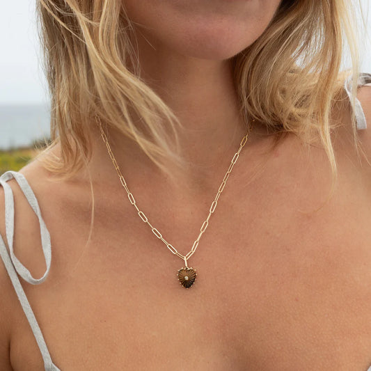 Isabel Tiger's Eye Heart Charm