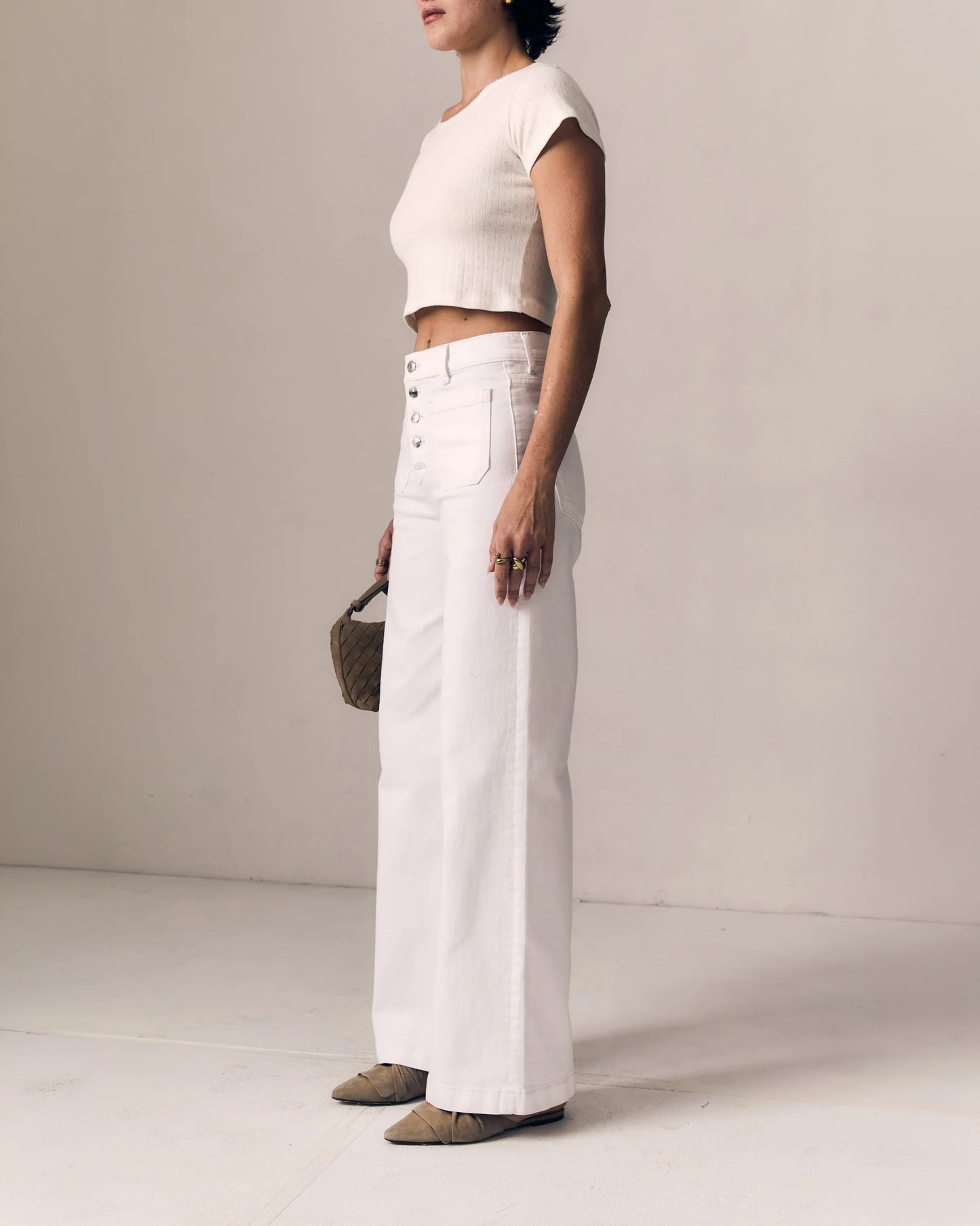 Georgia Wideleg - White