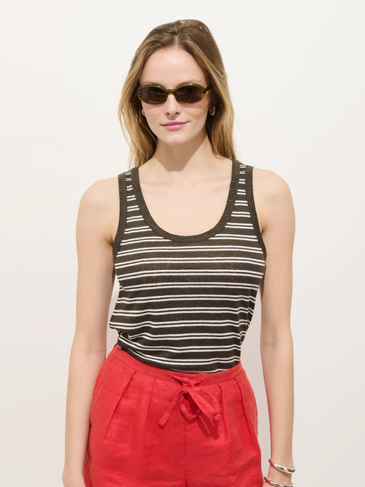 Garcon Tank - Roasted Bean & White