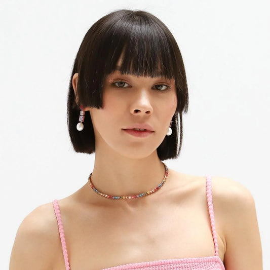 Heart Rainbow CZ Tennis Necklace