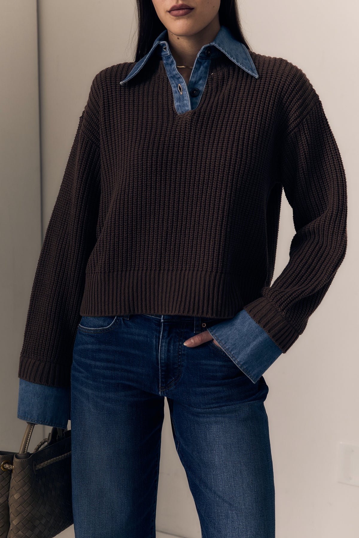 Harvey Sweater - Denim/Brown