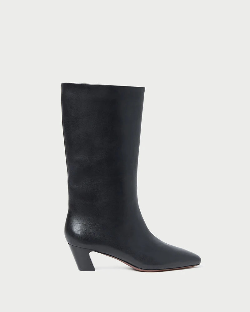 Cleo Black Leather Mid−Calf Boot
