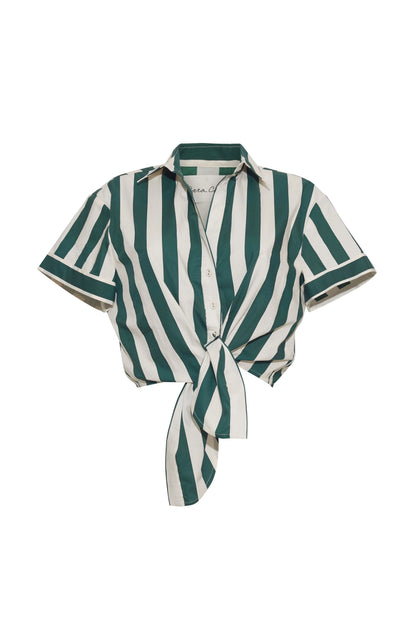 Asbury Top - Green White Stripe