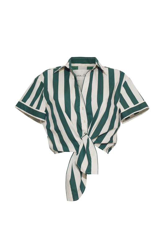 Asbury Top - Green White Stripe