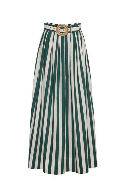 Greenfield Skirt - Green White Stripe