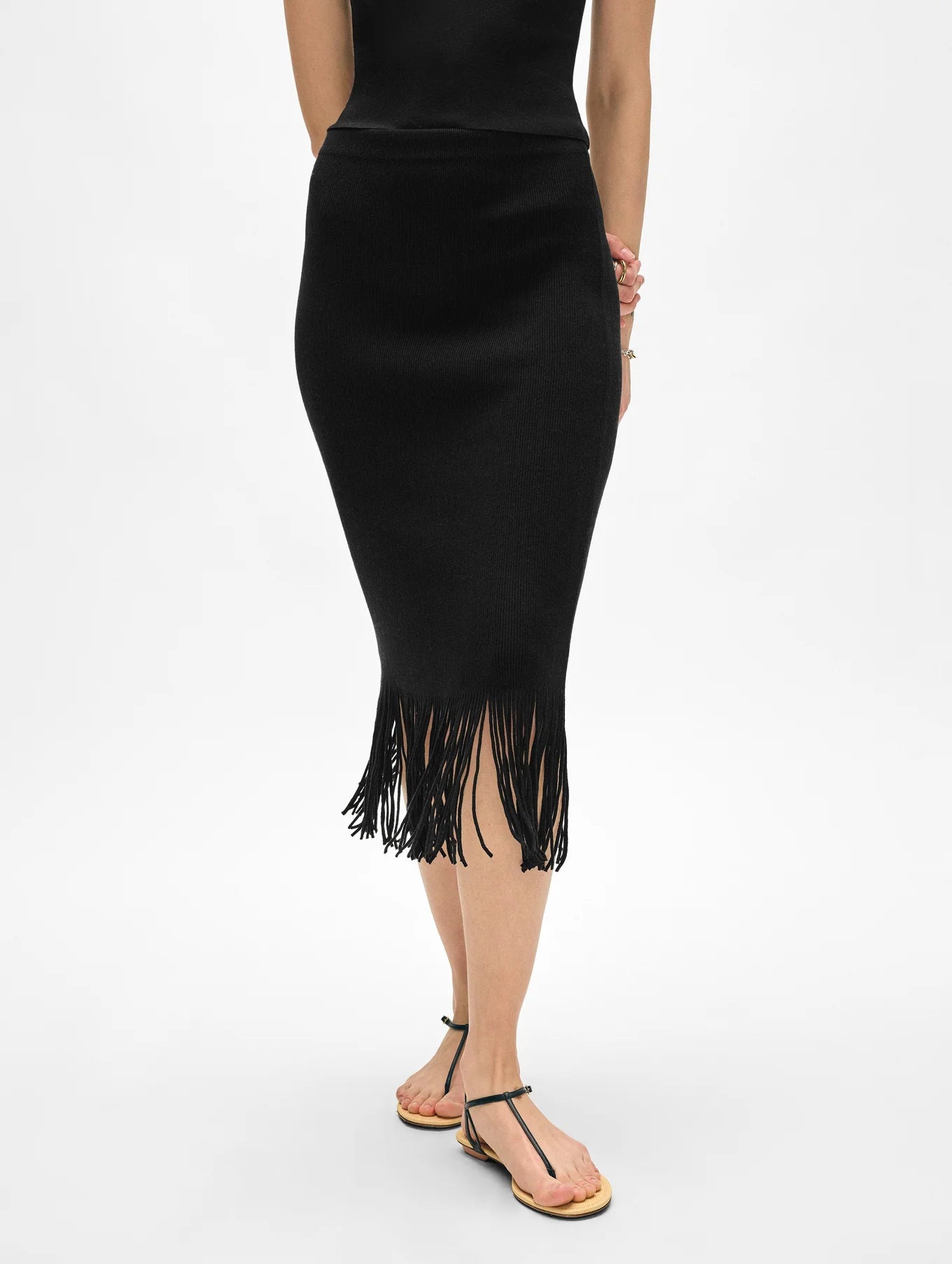 Fringe Ribbed Skirt