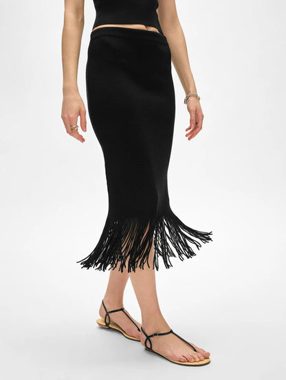 Fringe Ribbed Skirt
