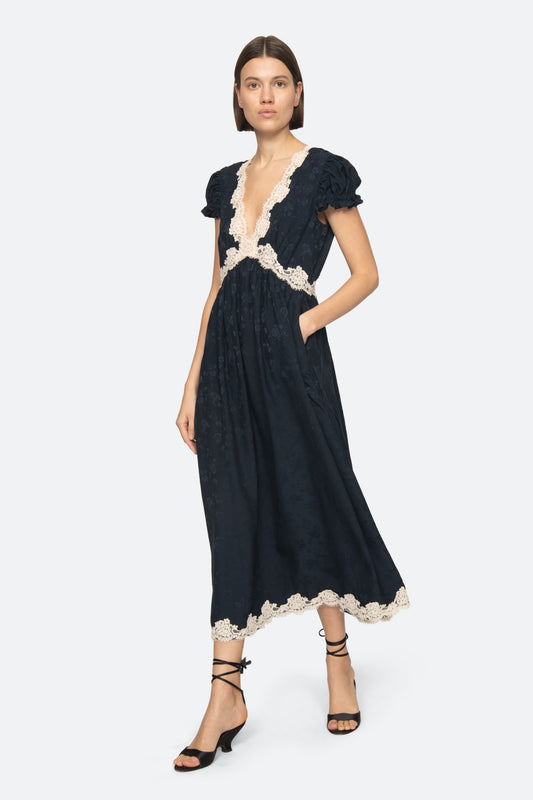 Shay Vneck Midi Dress - Navy