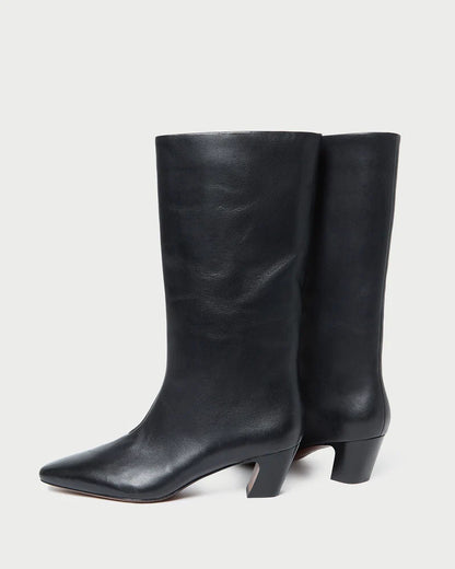 Cleo Black Leather Mid−Calf Boot