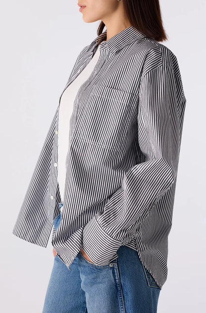 Ruth Oversized Shirt - Black/Eggshell