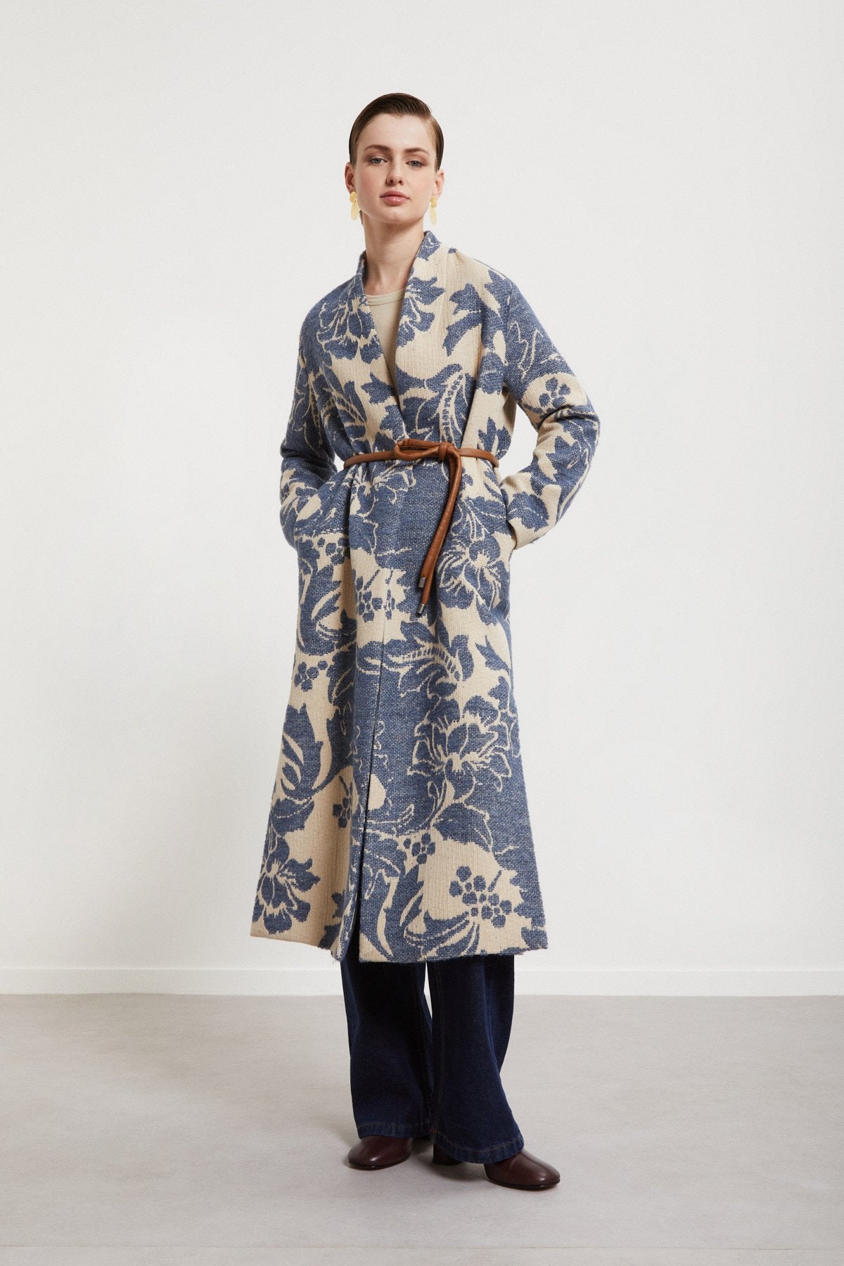Ulined Printed Coat