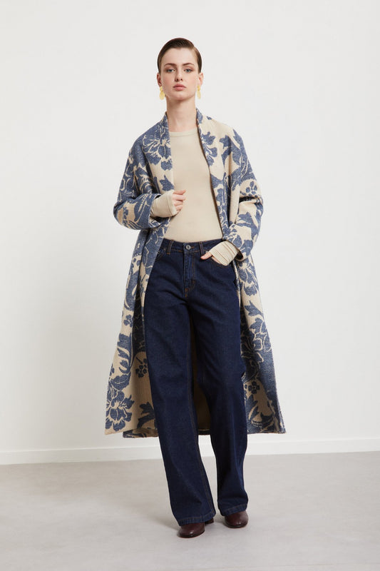 Ulined Printed Coat