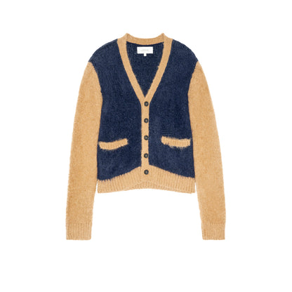 The Wellington Cardigan - Navy and Tan