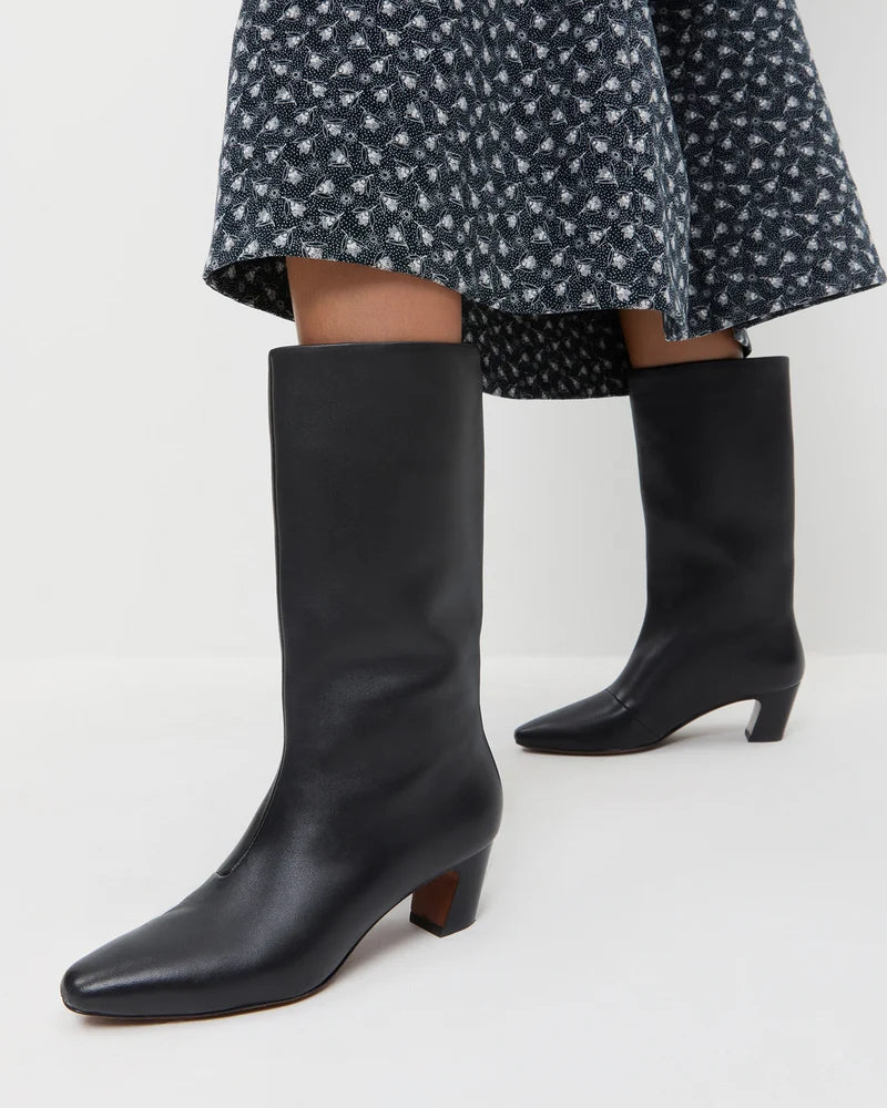 Cleo Black Leather Mid−Calf Boot