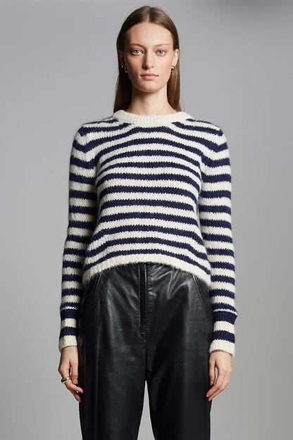 Ava Stripe Sweater - Ivory/Navy