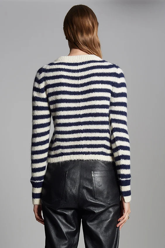 Ava Stripe Sweater - Ivory/Navy