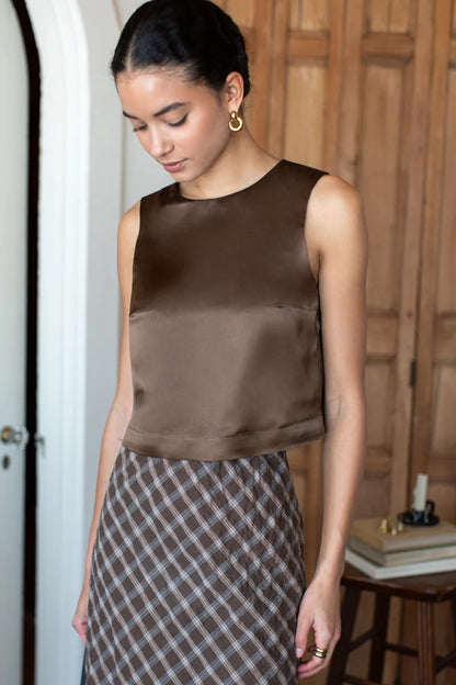 Jeanne Top - Cocoa Silk