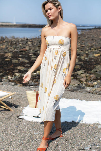 Smocked Maxi Skirt - Fan Flowers Marigold