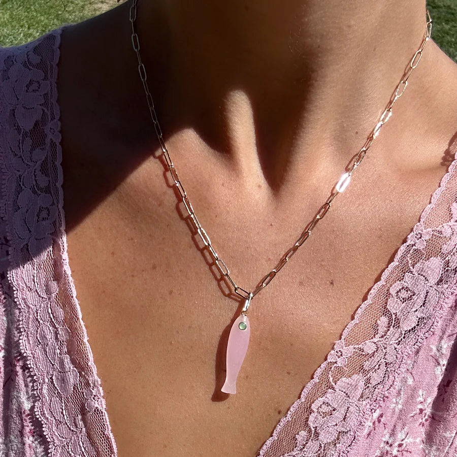 Fortuna Pink Jade Fish Charm