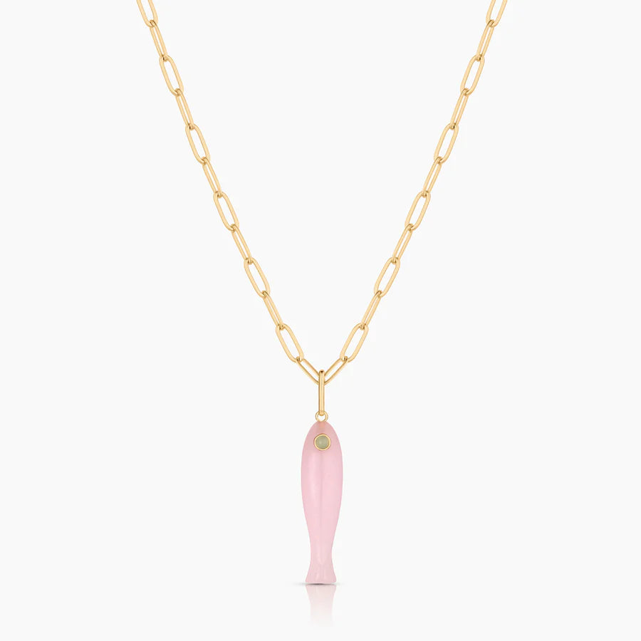 Fortuna Pink Jade Fish Charm