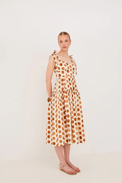 Faiza Dress - Celeste Spot Ginger