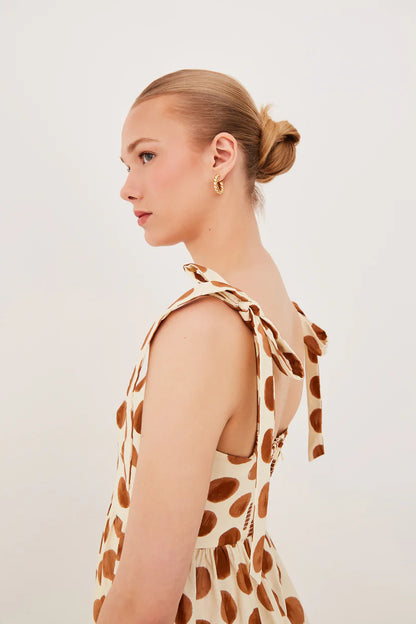 Faiza Dress - Celeste Spot Ginger