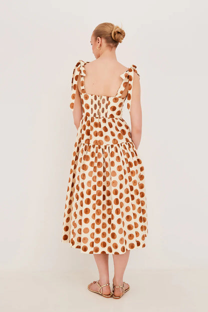Faiza Dress - Celeste Spot Ginger