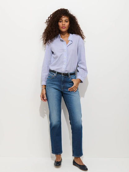 Chantilly Striped Ruffle Shirt - Navy/White