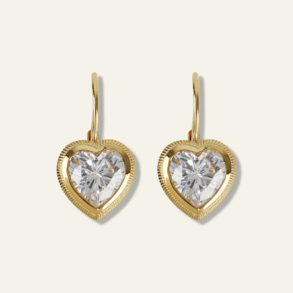 Bezel Heart Earrings