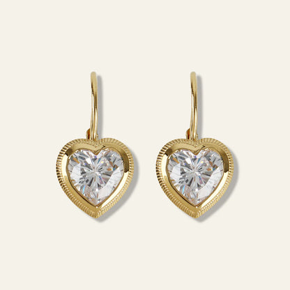 Bezel Heart Earrings