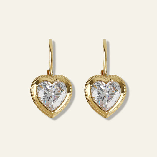 Bezel Heart Earrings