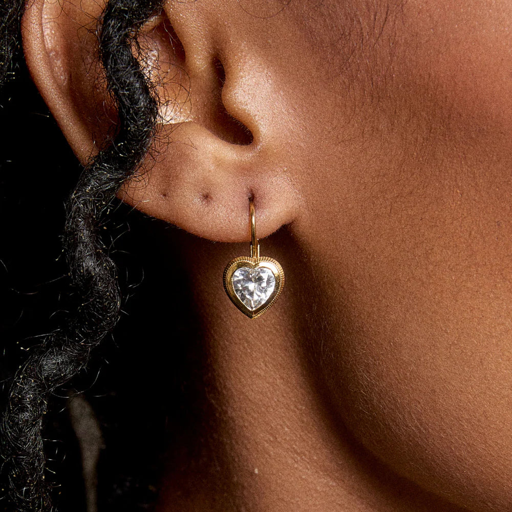 Bezel Heart Earrings
