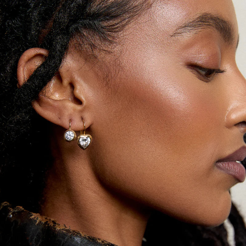 Bezel Heart Earrings