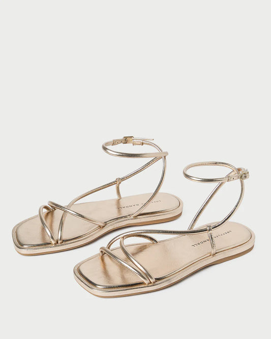 Noor Champagne Leather Flat Sandal