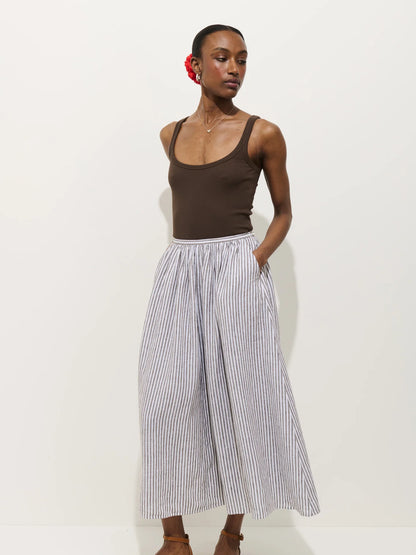 Sarah Striped Skirt - Espresso/Ivory