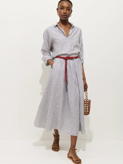 Sarah Striped Skirt - Espresso/Ivory