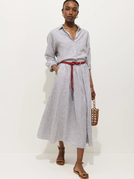 Sarah Striped Skirt - Espresso/Ivory