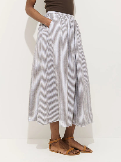Sarah Striped Skirt - Espresso/Ivory