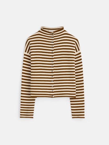Taylor Cardigan - Ivory/Brown