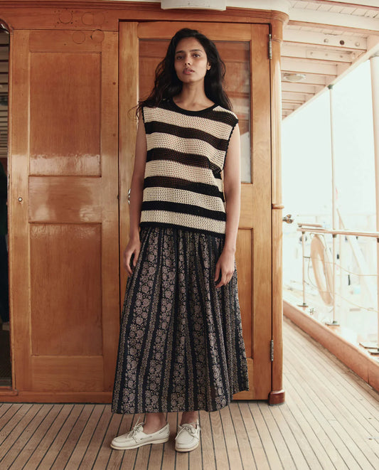 The Canary Skirt - Black & Cream Token Floral