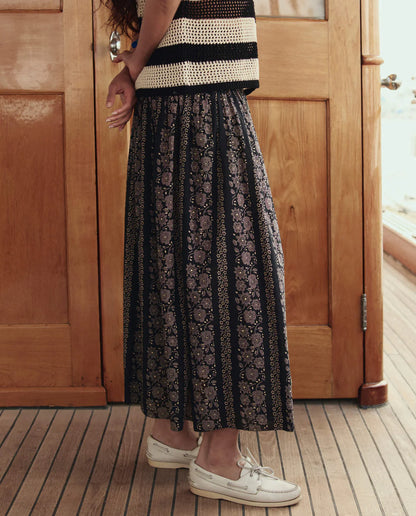 The Canary Skirt - Black & Cream Token Floral