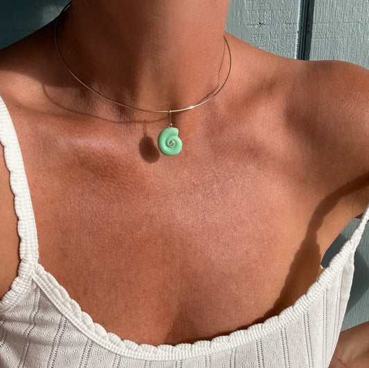 Nautilus Chrysoprase Spiral Shell Charm