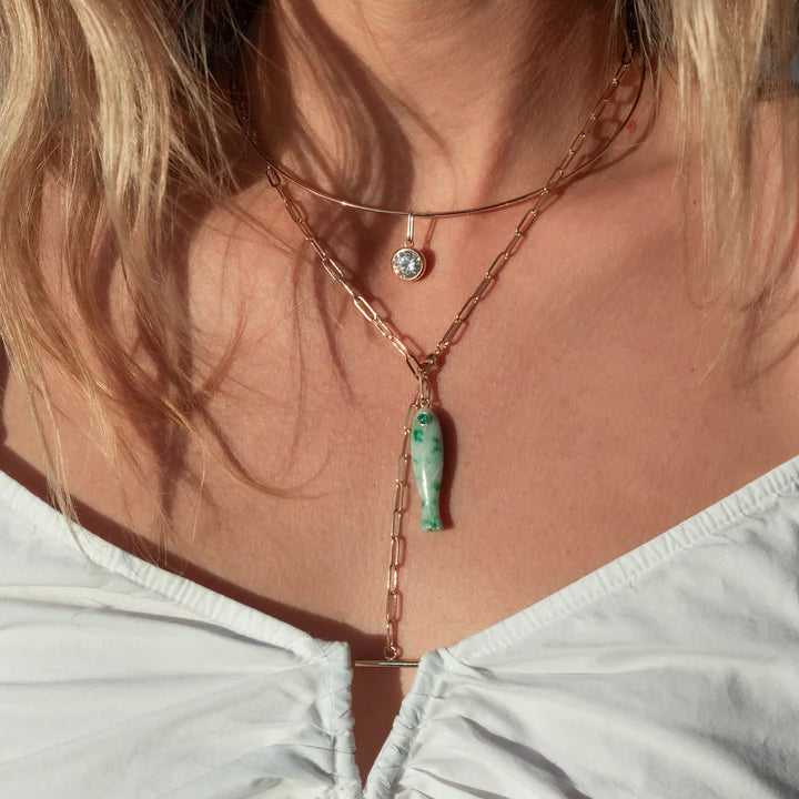 Fortuna Green Dot Fish Charm